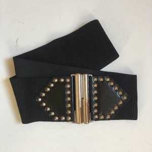 BETSEY JOHNSON 3" Black Stud Wide Stretch Belt M/L